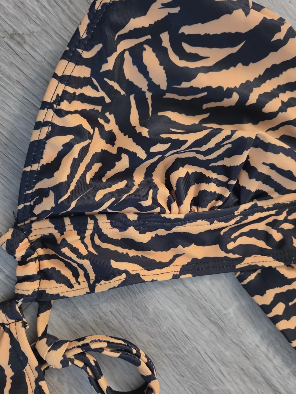 SHEIN Brown Tiger-Print Ring Bikini Top